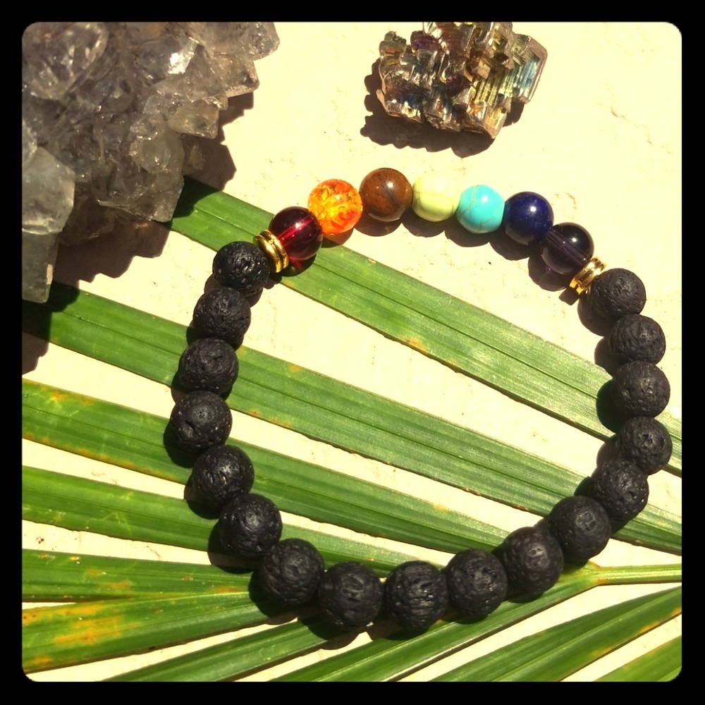 Chakra Essential Oil Diffuser Lavastone Bracelet